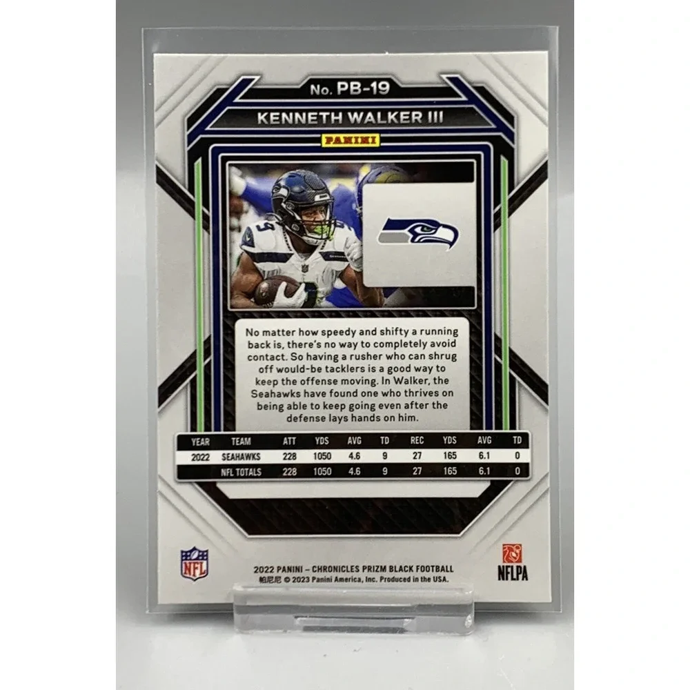 2022 Panini Chronicles Prizm Black Kenneth Walker III #PB-19 Rookie Card‎